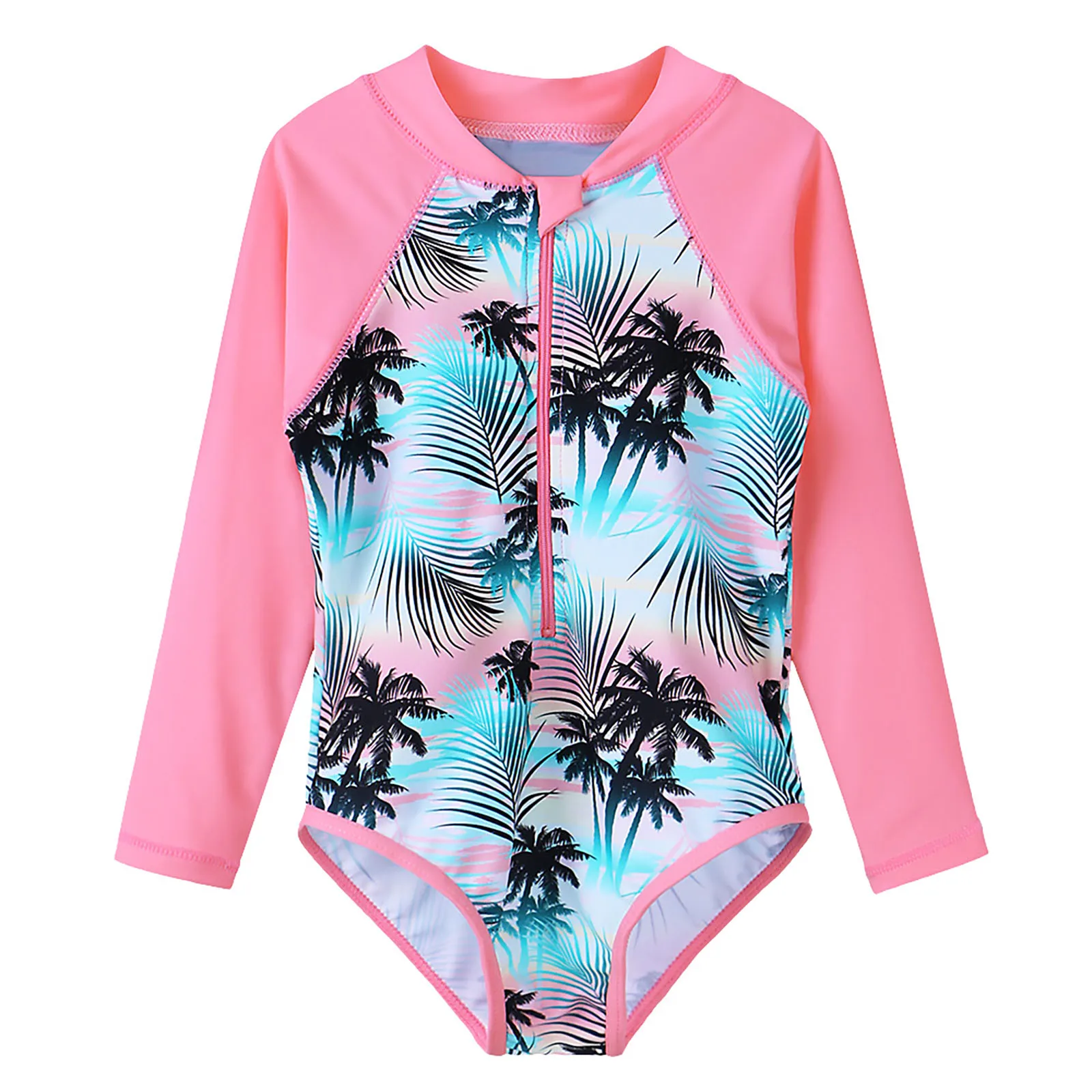 BAOHULU Print Girls Swimwear Long Sleeve One Piece Children's Swimsuit UPF 50+ Surfing Suit Kids Summer Bathing Suit 1