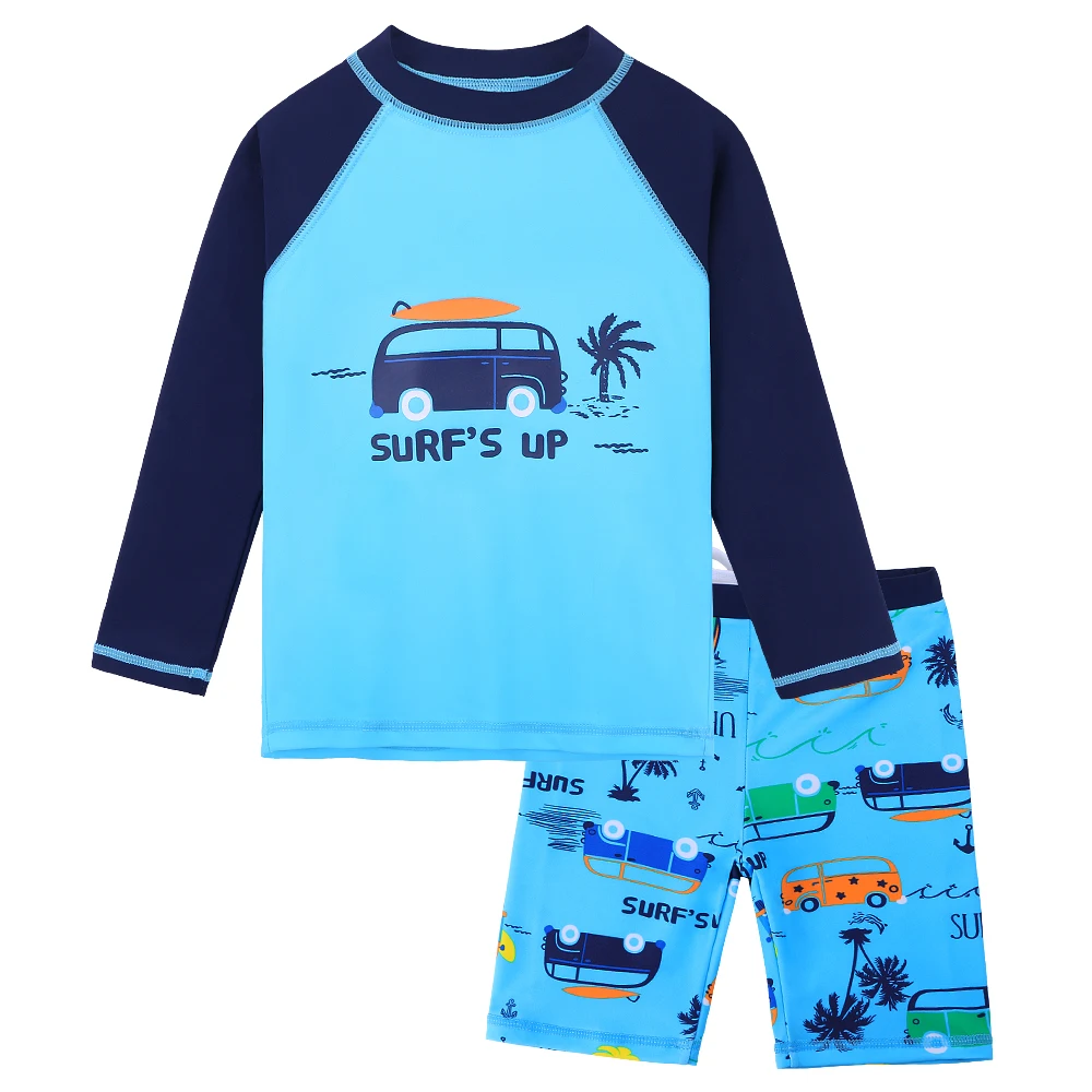 BAOHULU Boys Swimsuit Set Two Pieces UPF50+ UV Sun Protective Swimwear Cartoon Print Bathing Suit Summer Beachwear 1