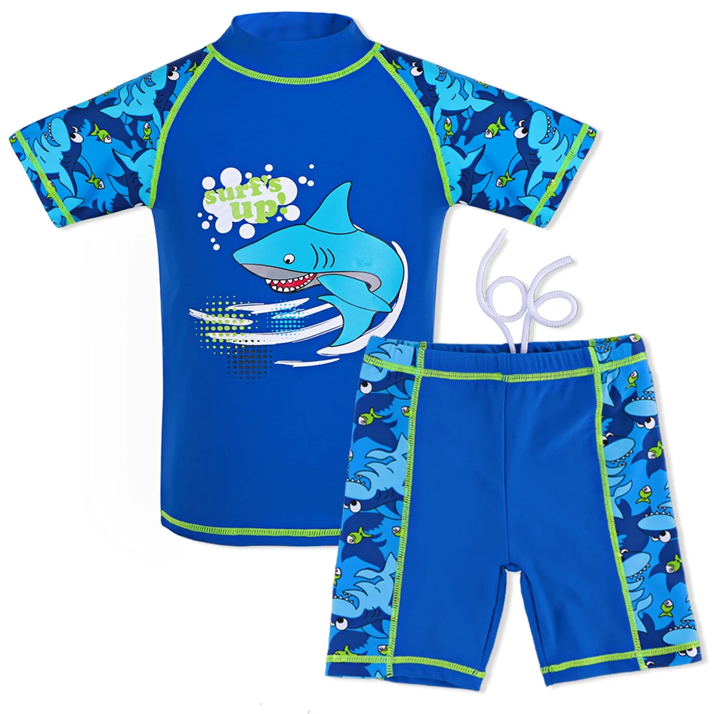 BAOHULU Navy Boys Swimwear Children Swimsuit Cartoon Shark Pattern UPF50+ Bathing Suits for Kids Lycra Summer Swimming Wear 22