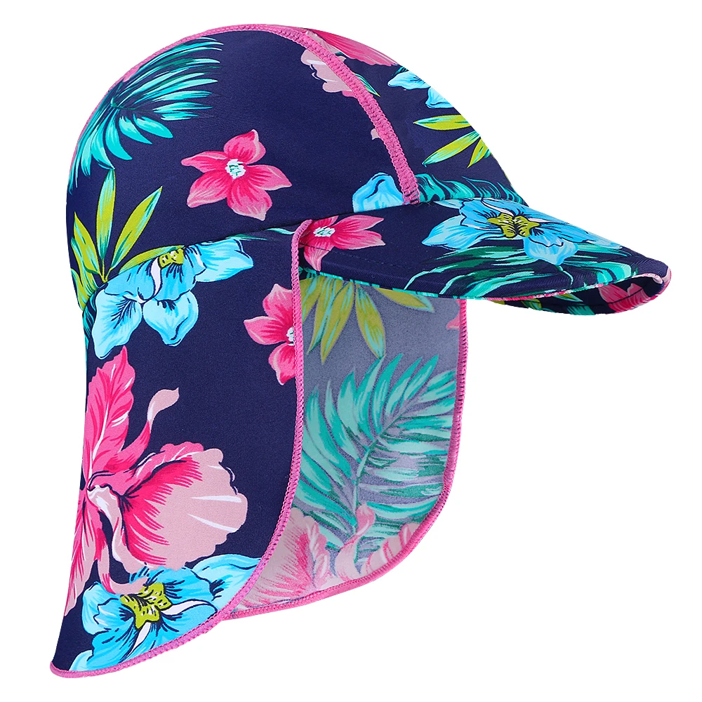 BAOHULU Infantil Swimming Caps 2021 Summer Print Swim Sun Hats Beach Caps Kids Hats for Boys Girls 6 Months-6 years Children 1