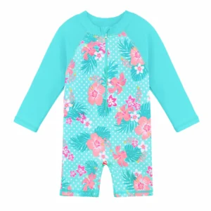 BAOHULU UPF50+ Long Sleeve Flower Baby Girl Swimwear One Piece Children Swimwear Toddler Infant Bathing Suit for Girls Boy Kids 1