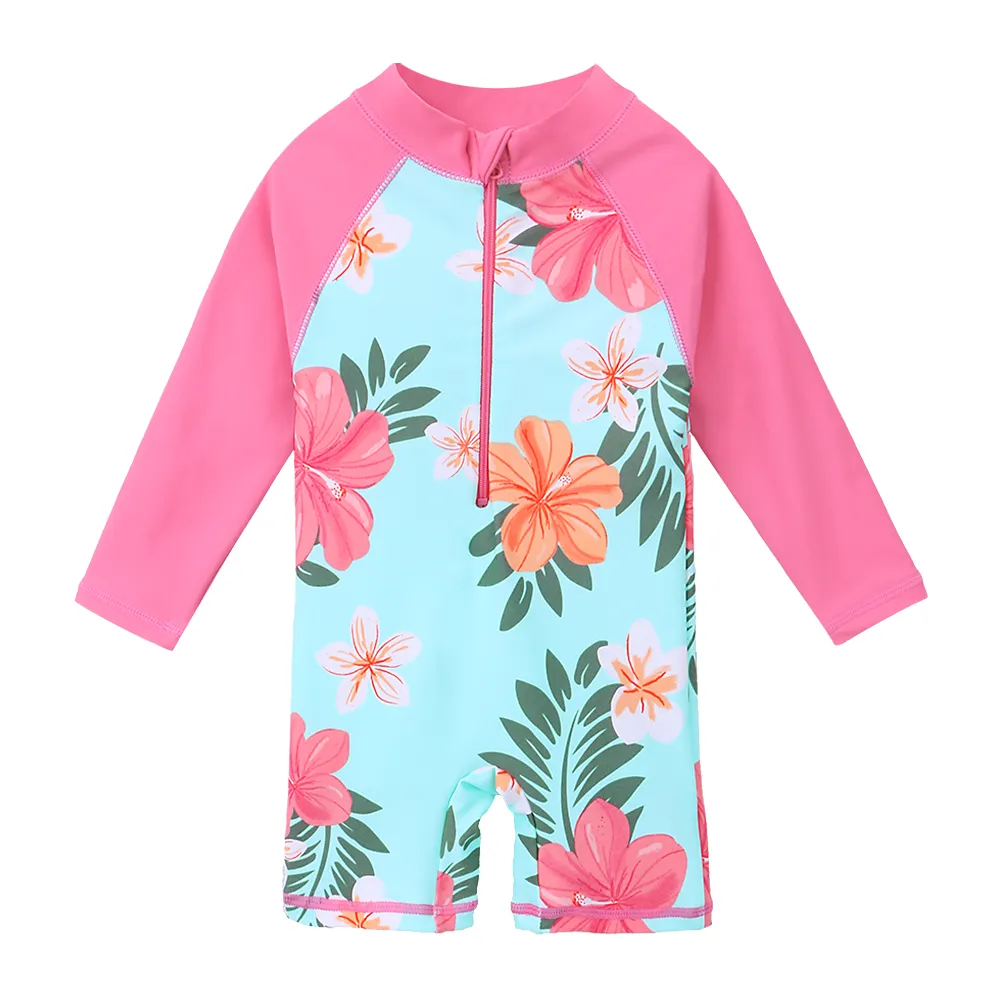 BAOHULU UPF50+ Print Baby Girl Swimsuit Long Sleeve Kids Swimwear One Piece Toddler Infant Bathing Suit for Girls Boys Children 1