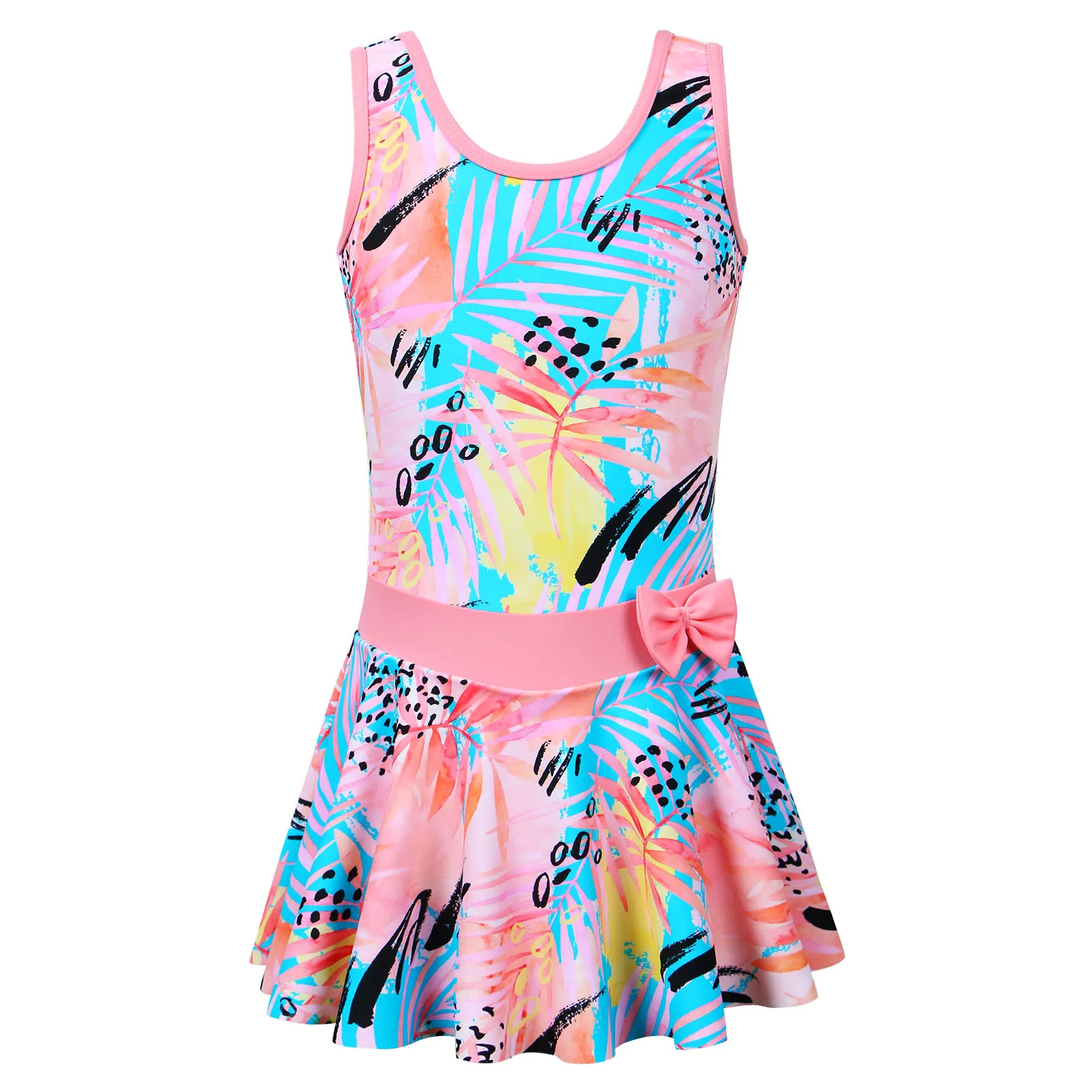 BAOHULU Toddler Girls Swimsuit One Piece Cute Floral Dress Swimwear Sleeveless Children Summer Beachwear Bathing Suit 1